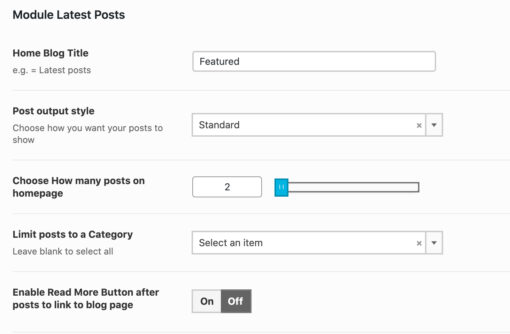 Module Latest Posts Settings